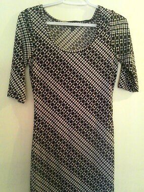 Le Chateau Black & White Geometry Print Dress Mini Size Small